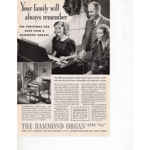 Hammond Organ vintage magazine Print Ad December 1938