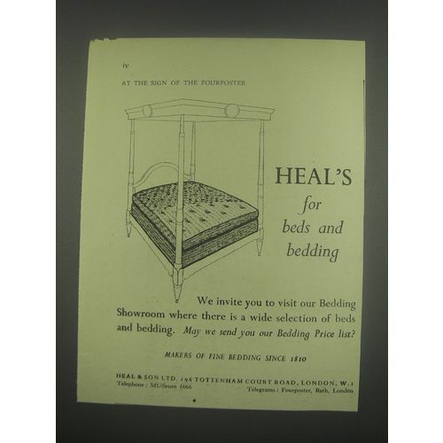1949 Heal's Beds and Bedding Ad - Heal's for beds and bedding