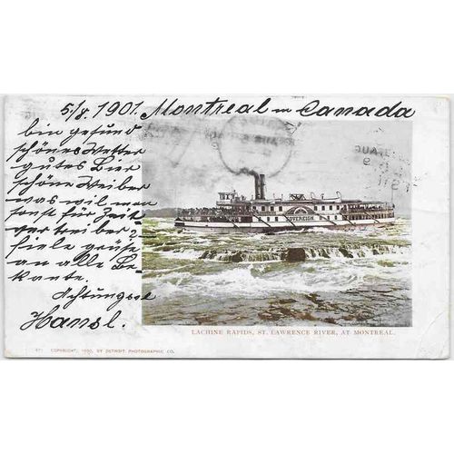 Canada Victoria #77 Numeral 1901, Montreal Quebec Flag to Baden Austria
