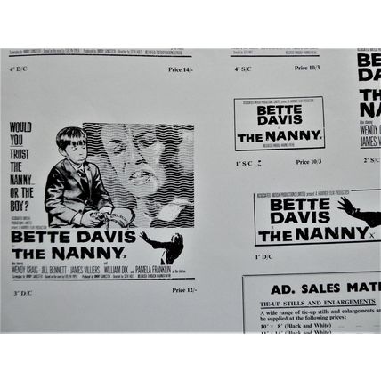 NANNY, The (1965) vintage UK Hammer pressbook ***Bette Davis***