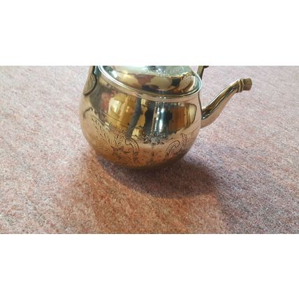 Vintage, Engraved Brass Teapot / Kettle, Excellent Condition