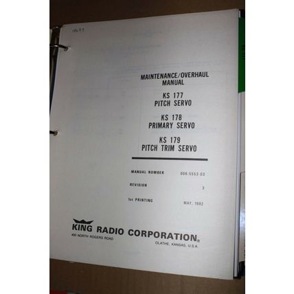 Bendix King KS 177/178/179 Pitch/Primary/Trim Servo Overhaul Manaual