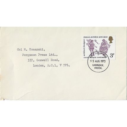 GB 1973 Inigo Jones FDC Uxbridge pm