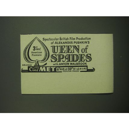 1949 Queen of Spades Movie Ad - Spectacular British film production