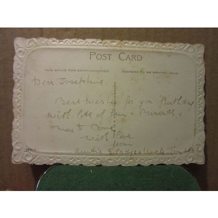 LOVING BIRTHDAY WISHES .. used vintage postcard SWAN + signets