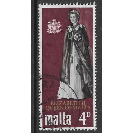 MALTA 1967 ROYAL VISIT 4d QUEEN IN ROBES OF ORDER SG 397 FINE USED