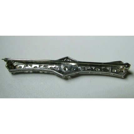 ANTIQUE DIAMOND PLATINUM BROOCH PIN 5.5 grams 11 Diamonds Art Deco Filigree RARE