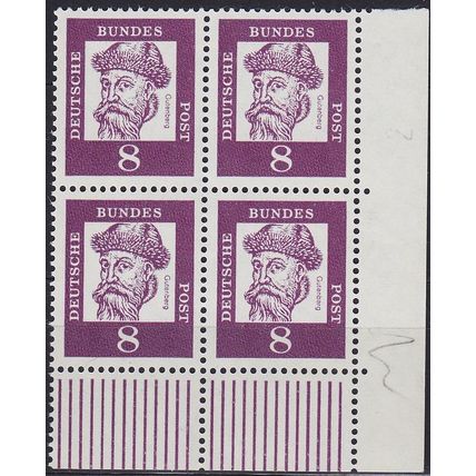 GERMANY BUND [1961] MiNr 0349 x W UR 4er ( **/mnh ) [01] Eckrand