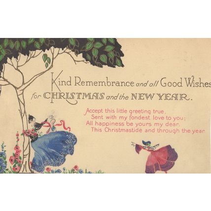 Christmas Fairy Dancers Antique Upmarket Greetings Postcard
