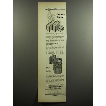 1952 Abercrombie & Fitch Ad - Amelia Earhart and Men's Military Luggage