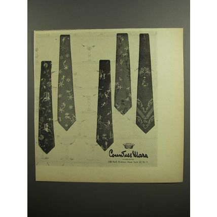 1952 Countess Mara Ties Ad - Five Different Patterns