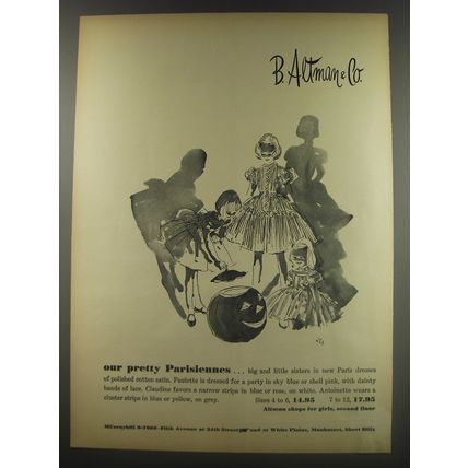 1956 B. Altman & Co. Dresses Ad - Our pretty Parisiennes