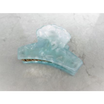 Medium blue marbled acrylic and metal hair claw clip