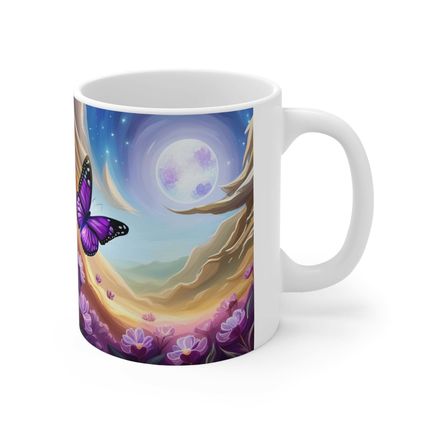 February Amethyst Birth Month Colors Fairies & Butterflies #3 Mug 11oz AI Decora