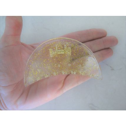 Clear transparent triangle gold sparkle glitter hair claw clip for medium fine