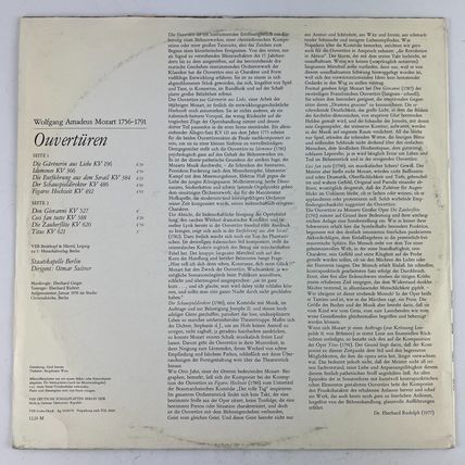 Mozart Staatskapelle Berlin & Otmar Suitner Ouvertüren Vinyl LP Record IMPORT