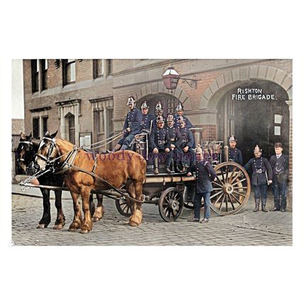 ptc3147 - Lancs. - Horses & Fire Brigade, at Richton Fire Station - print 6x4
