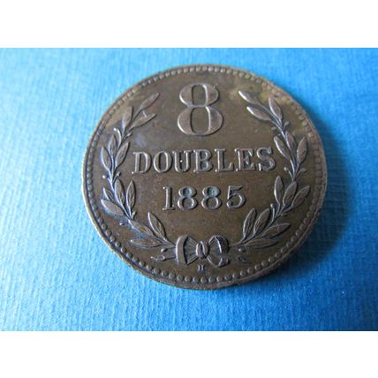 1885H GUERNSEY EIGHT DOUBLES HEATON MINT BIRMINGHAM FREE POST. (gg)
