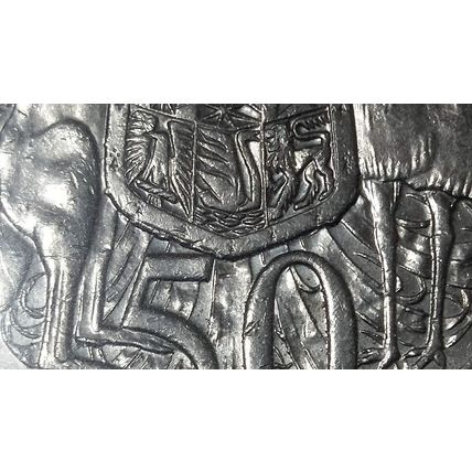 Australia 2014 50c Coat of Arms 'Die Chips on Roo's (L) Leg and (Bottom) Shield