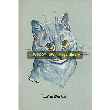rp10222 - Louis Wain Cat - Russian Blue Cat - print 6x4