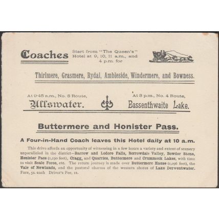 Derwentwater Lake, Cumberland, c.1890s - Advertising Postcard