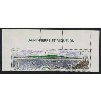 St. Pierre and Miquelon Birds Fish Natural Heritage 2v Top Strip 1991 MNH