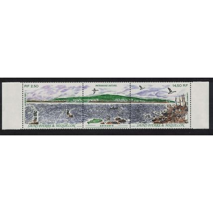 St. Pierre and Miquelon Birds Fish Natural Heritage 2v Strip 1991 MNH