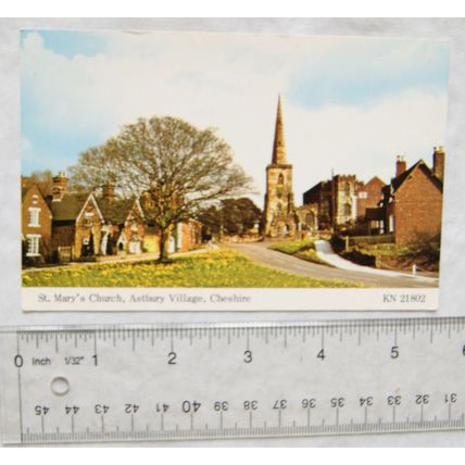 old postcard St Marys Church, Astbury Village, Cheshire