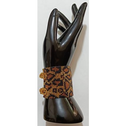 Traditional Huichol Art. Mexico Glass Seed Beads Bracelet. Animal Instinct 1