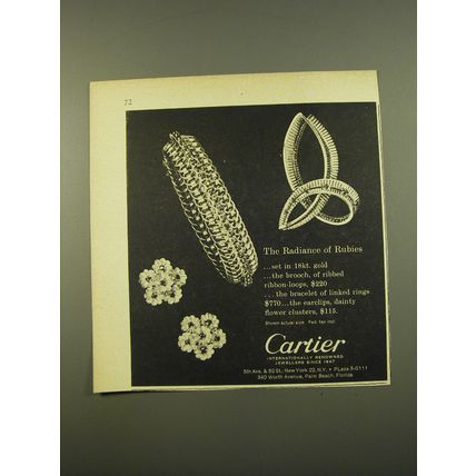 1961 Cartier Jewelry Advertisement - Brooch, Bracelet and Earclips