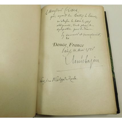Antique Signed Rene Bazin Leather French Text Book La Douce France 1924 Illustd
