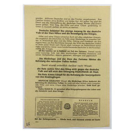 Original WW2 Soviet/Russian Air Drop Leaflet. - Code 1514. - 1942.