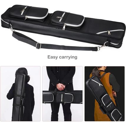 4X8 Pool Cue Case Billiard Stick Carrying Case Leatherette Soft Cue Bag Hold 4 B