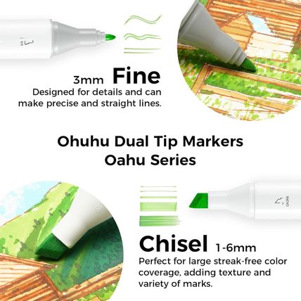 Ohuhu Alcohol Markers Double Tipped Art Marker Set for Artists Adults Coloring S