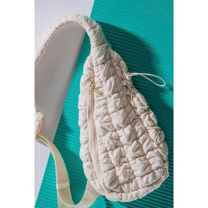 White Marshmallow Quilted Drawstring Decor Sling Bag