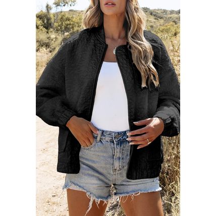 Black Floral Quilted Jacket