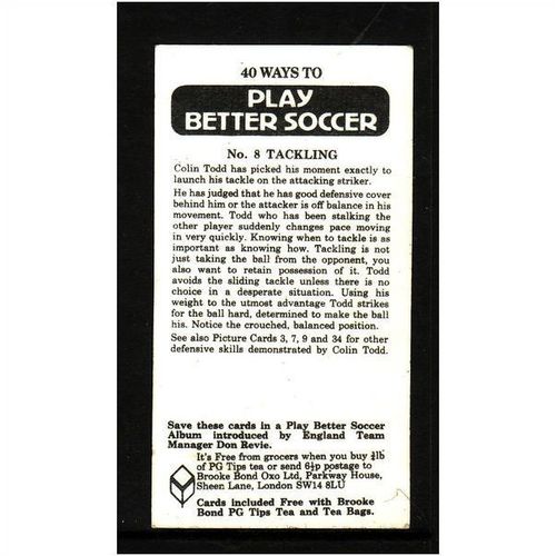 Brook Bond Play Better Soccer Tackling Card No 8 Mint