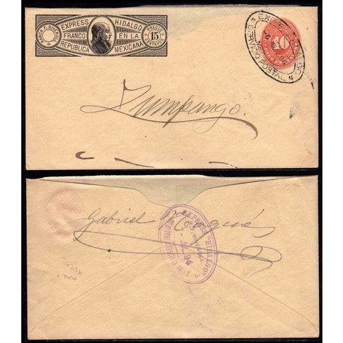 Mexico Wells Fargo Postal Sta. Hidalgo Oval Double Cancel 1894
