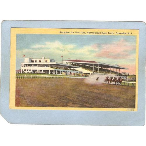 Rhode Island Pawtucket Postcard Rounding The First Turn Narragansett Race ~1090