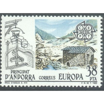 Andorra 1983 - SG165 - 38p brown blue & black - 16th Century Water Mill - MNH
