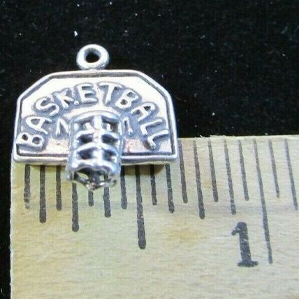 VINTAGE STERLING SILVER 3D BASKETBALL MOM PENDANT CHARM Sports USA MADE