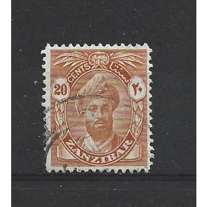 Zanzibar.SG313 20c Sultan Khalifa bin Harub (Orange).Fine Used.Jul24b