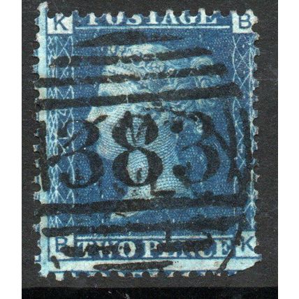 Sg47 2d BLUE plate 14 USED " B K " (BLUES)