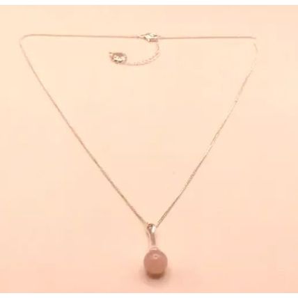 Rose Quartz Pendant 2.5 CM on a Silver Plated Necklace 42 CM Gift Jewellery