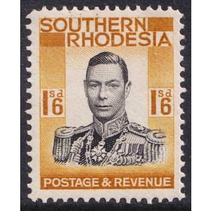 Southern Rhodesia KGVI 1937 1s6d Black Orange-Yellow SG49 Mint MH