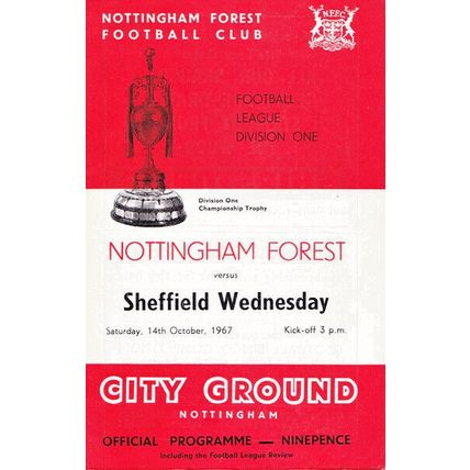 NOTTINGHAM FOREST v SHEFFIELD WEDNESDAY LEAGUE DIVISION ONE 1967/68
