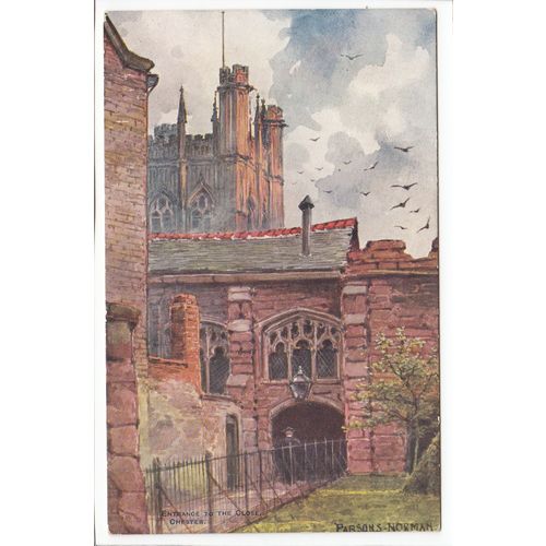 Entrance to the Close Chester Cheshire Parsons Norman Art Postcard