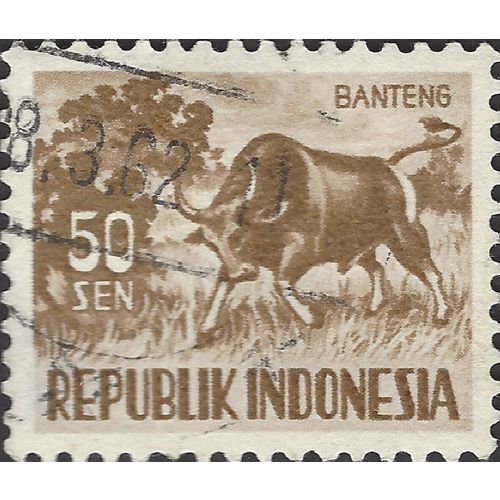 INDONESIA, MAMMAL, Banteng cattle, brown 1956, 50sen