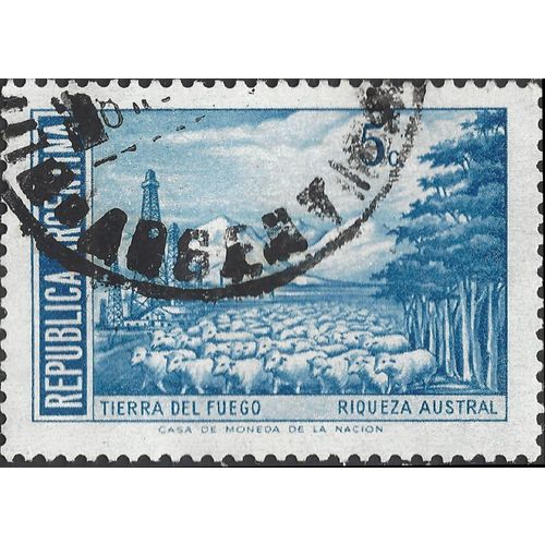 ARGENTINA, MAMMAL, Flock of Sheep, blue 1971, 5pesos