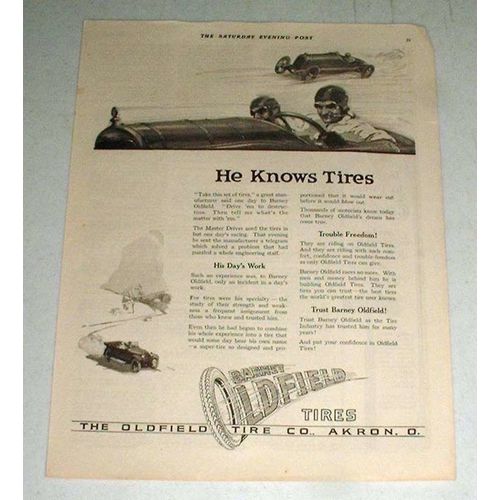 1921 Barney Oldfield Tire Ad - He Knows Tires!